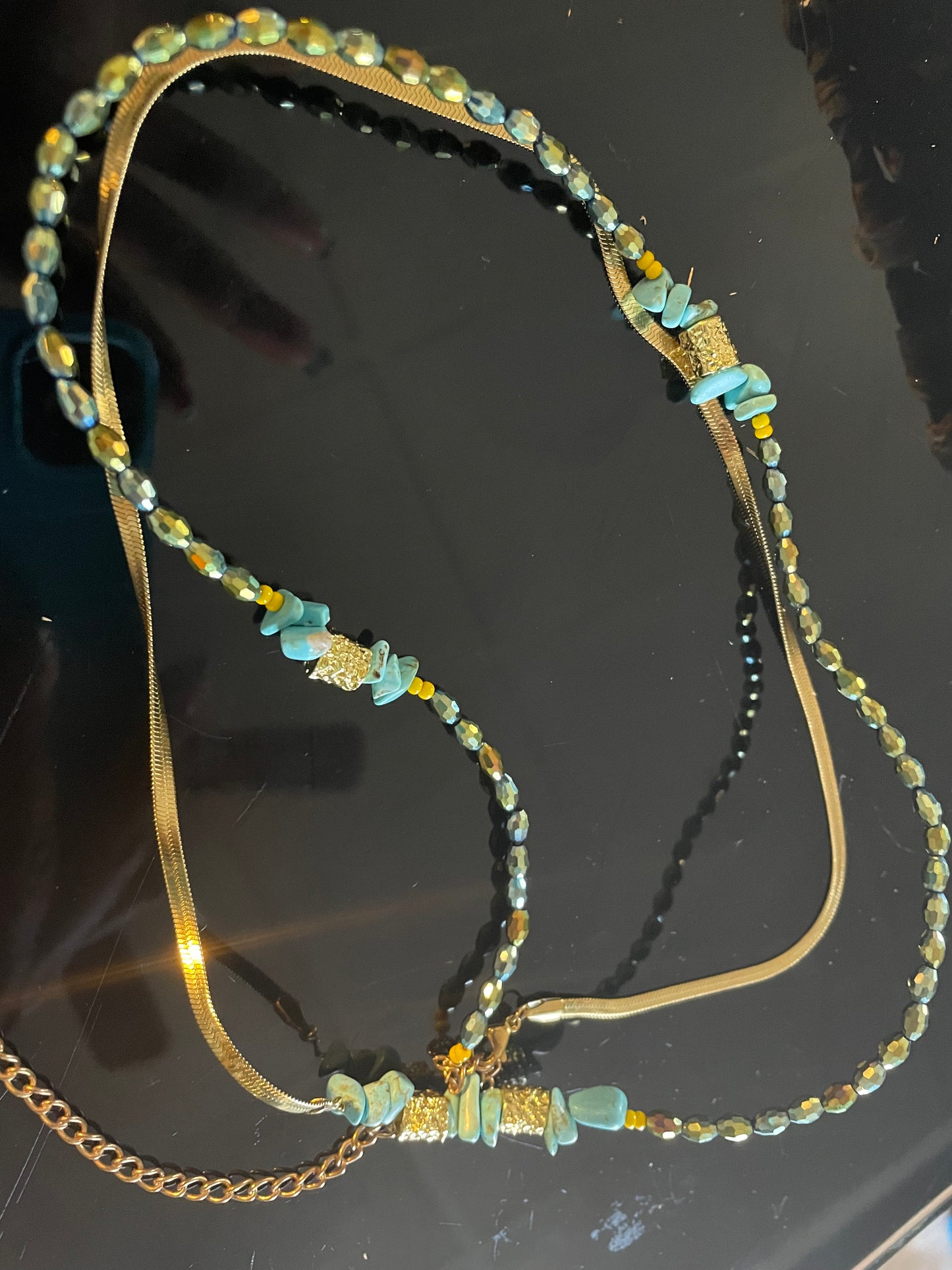 Turquoise + Gold Chain ￼Waist-beads